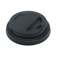  Крышка для стаканов D80 мм, полипропилен, черная, с клапаном. Для стаканов 200мл - 300мл